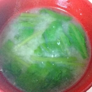 小松菜の味噌汁　さっと煮がおいしい❣️